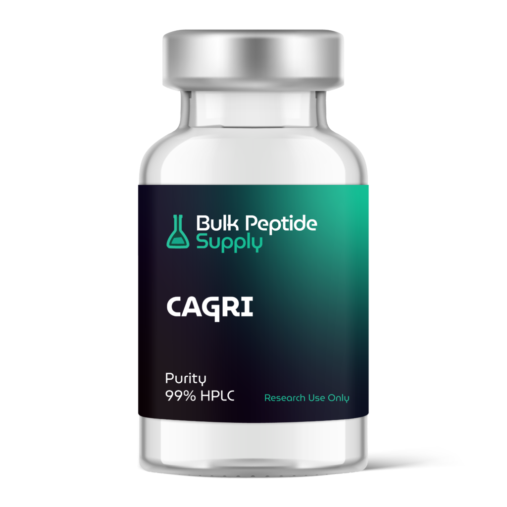 Bulk Peptide Supply Cagri (Cagrilintide) glass vial labeled with 99% HPLC purity for research use only.