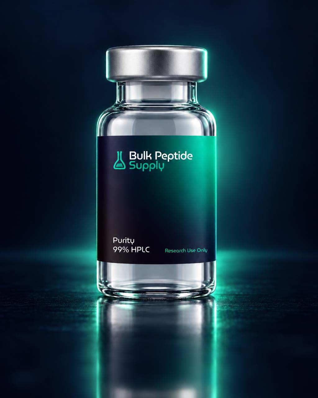 Bulk Peptide Supply vial on a dark surface
